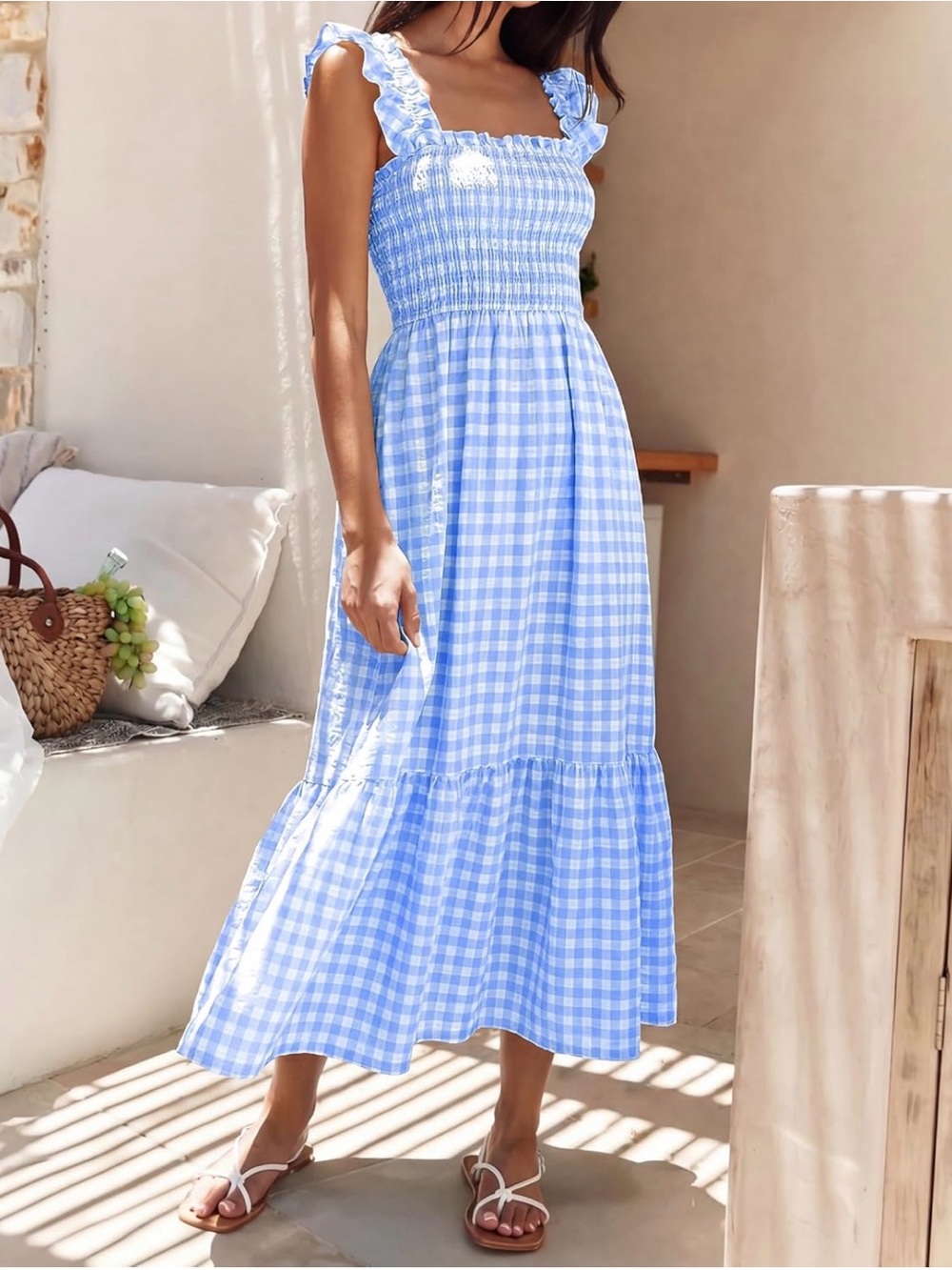 Caracilia Women’s Gingham smocked dress - NWT size small